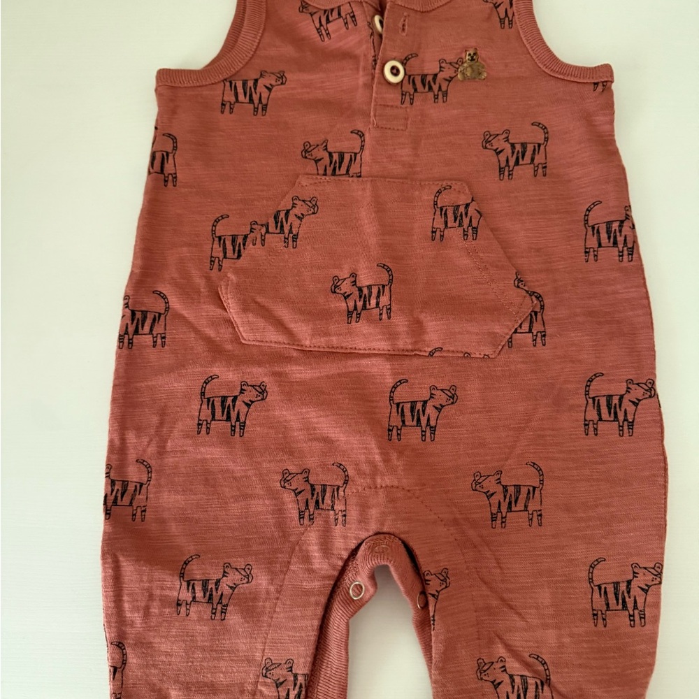 Rust Baby Romper with Animal Print